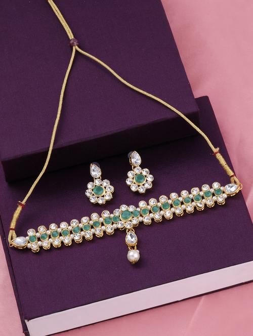 green metal choker necklace - 17013370 -  Standard Image - 0