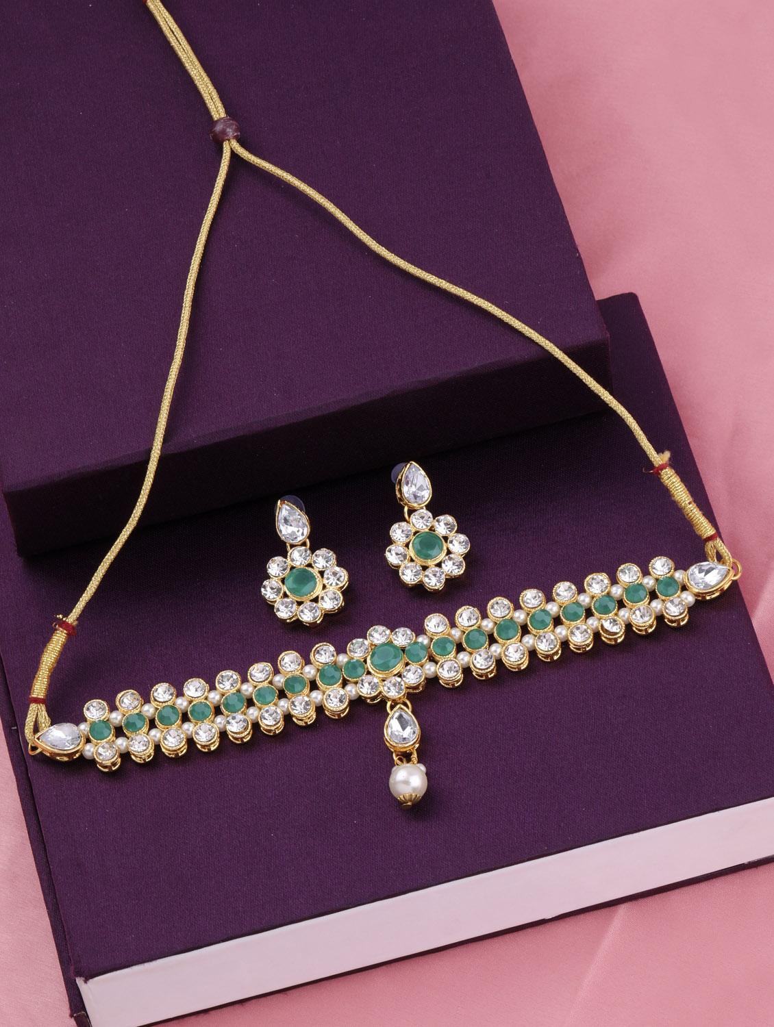 green metal choker necklace - 17013370 -  Zoom Image - 0