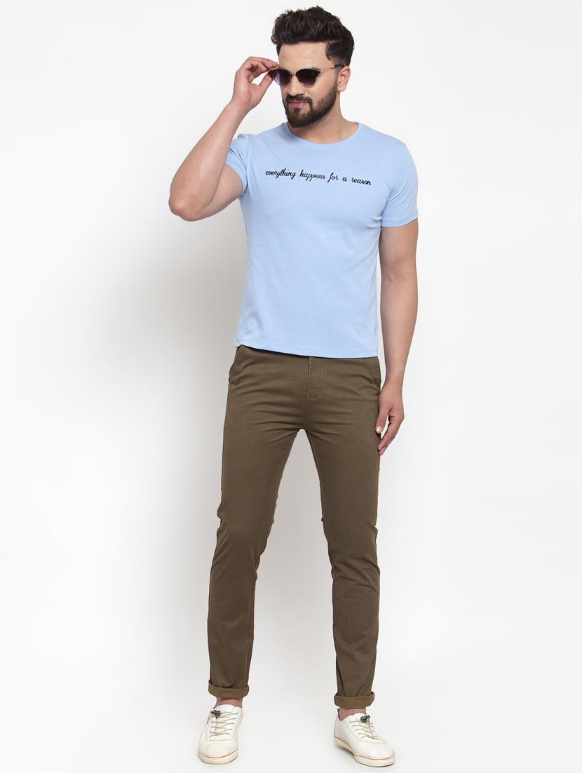 light blue typographic chest print t-shirt - 17014085 - Standard Image - 3