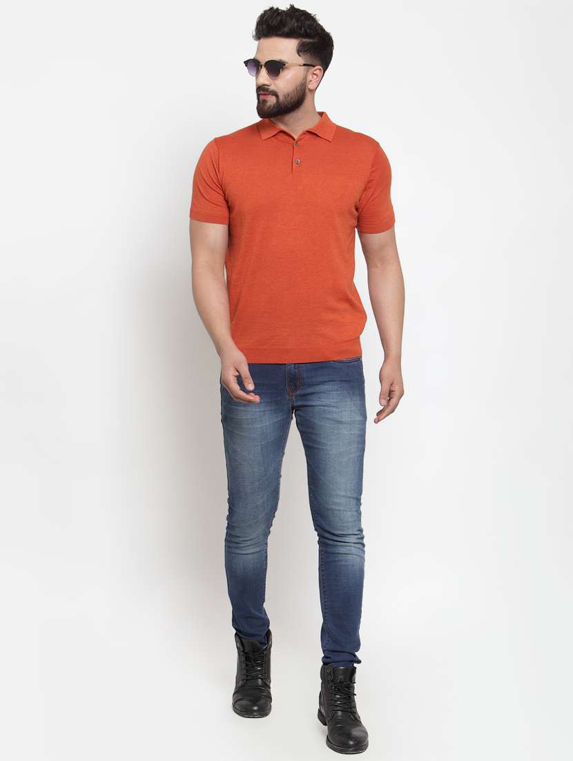 orange solid polo t-shirt - 17014088 - Standard Image - 3