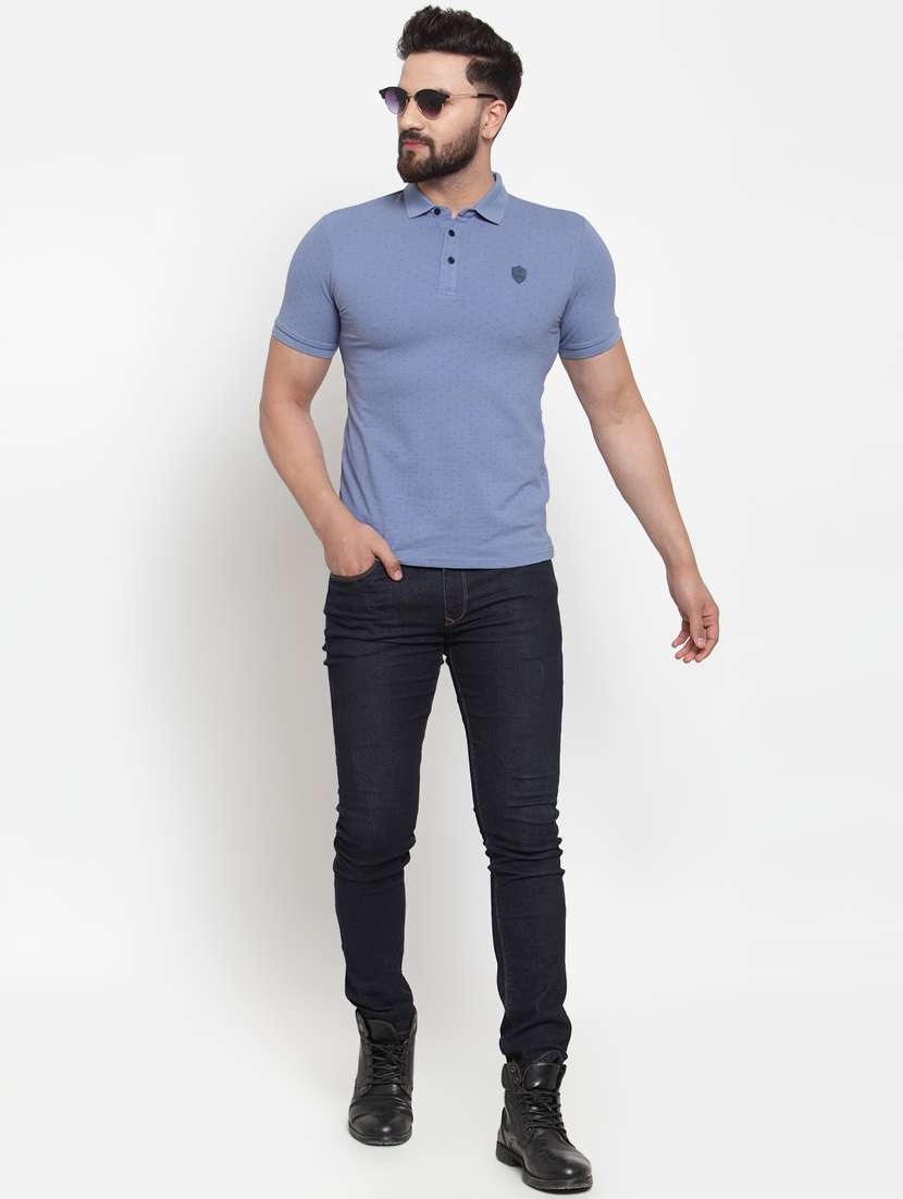 light blue printed polo t-shirt - 17014092 - Standard Image - 3