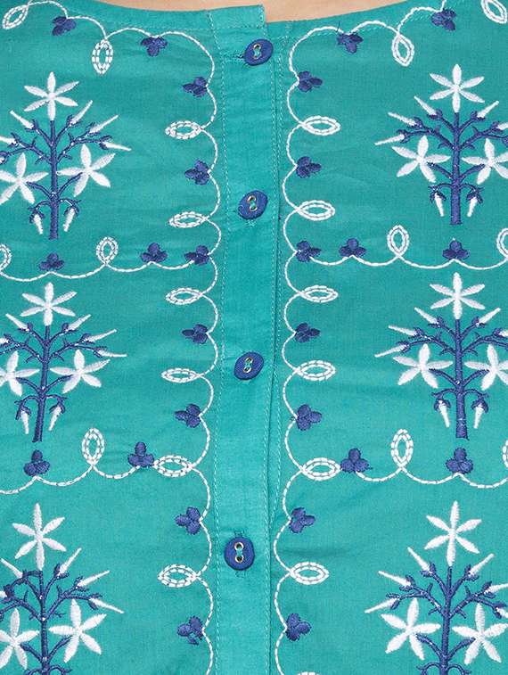 yoke embroidered straight kurta - 17014854 -  Standard Image - 3