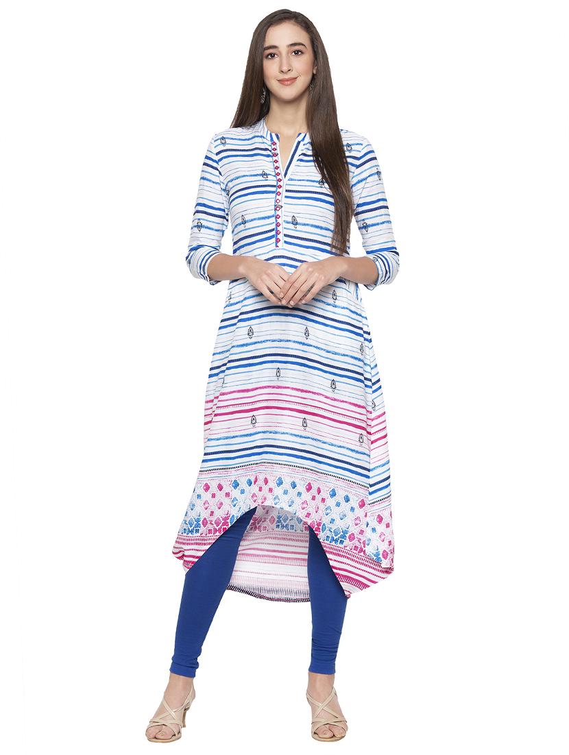 striped high-low kurta - 17014855 - Zoom Image - 0