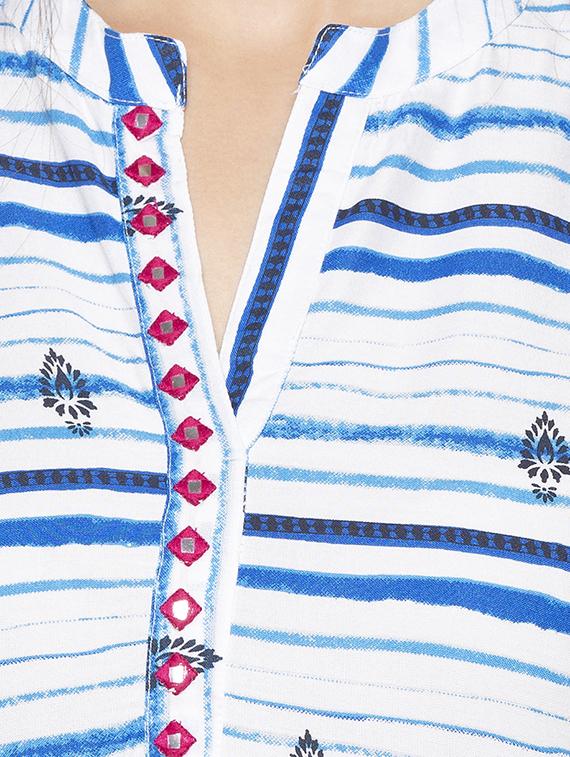 striped high-low kurta - 17014855 - Standard Image - 3