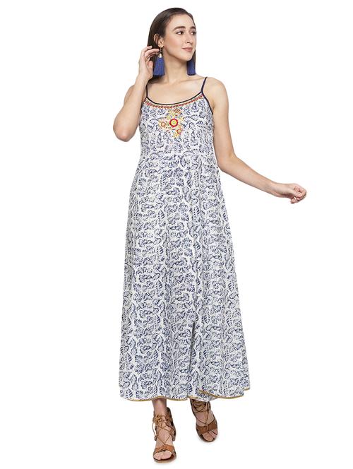 yoke embroidered printed flared kurta - 17014858 - Standard Image - 0