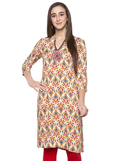 printed straight kurta - 17014862 - Standard Image - 0