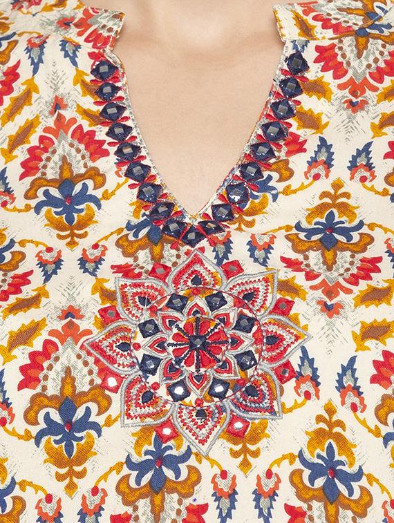 printed straight kurta - 17014862 - Standard Image - 3