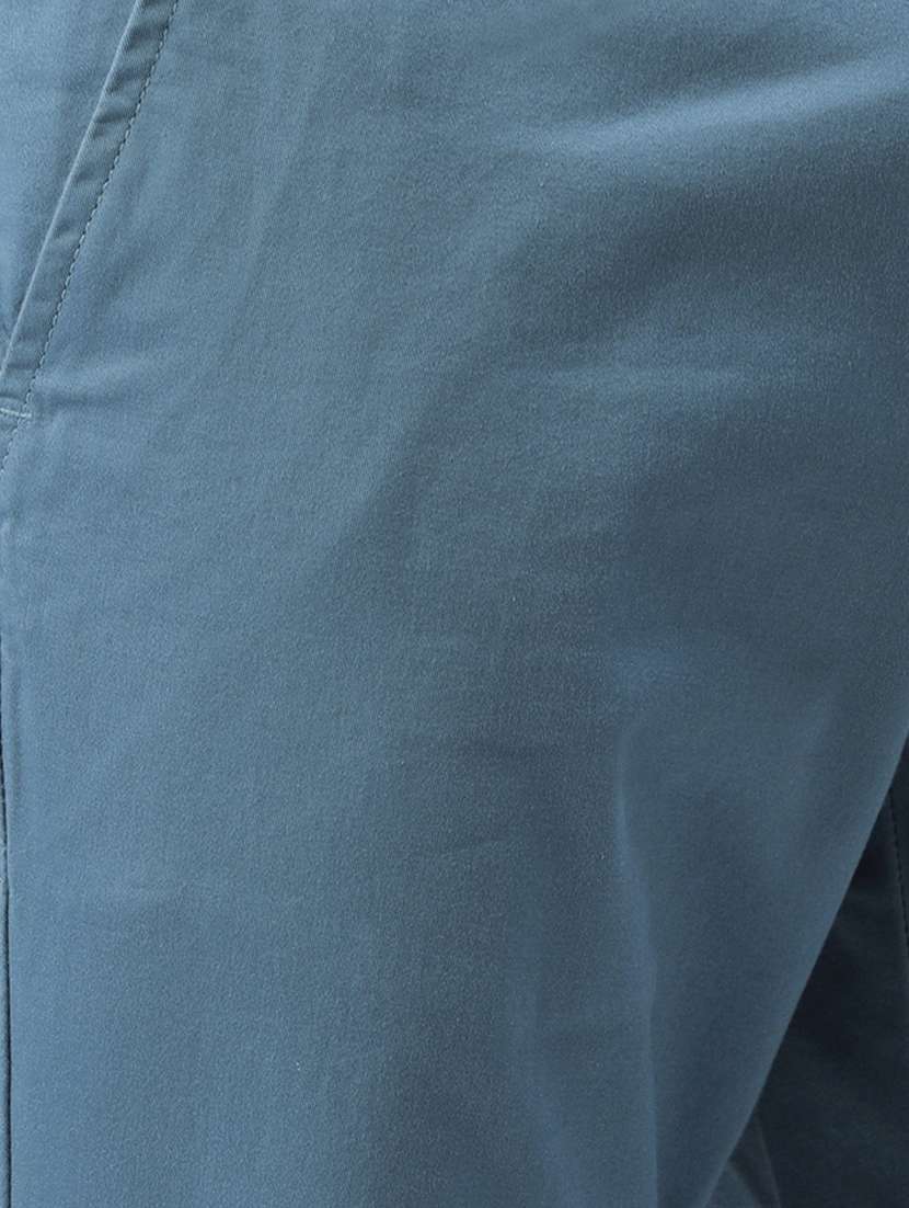 Blue Solid Chinos