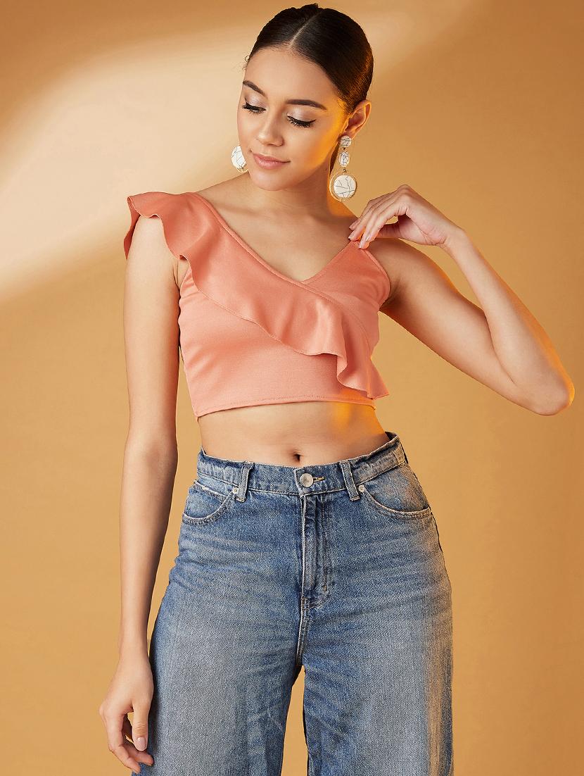 women's crop v neck top - 17016295 -  Zoom Image - 0
