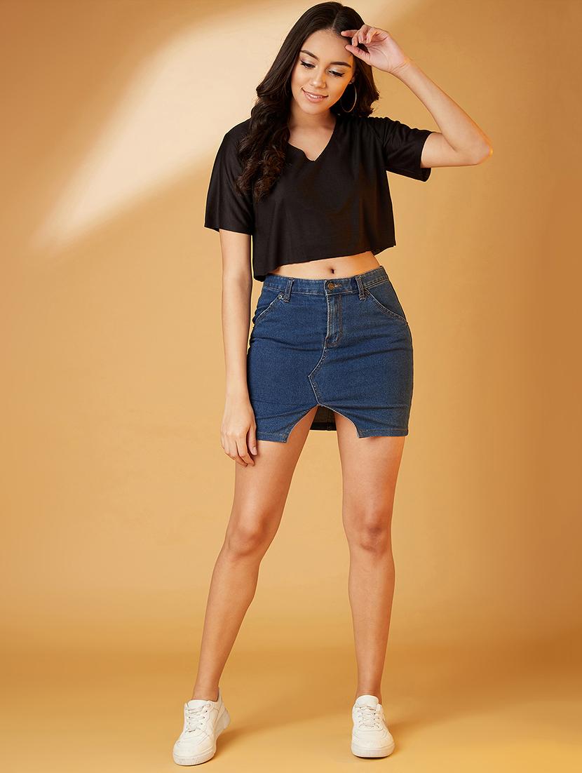 women's crop v neck top - 17016297 - Standard Image - 3