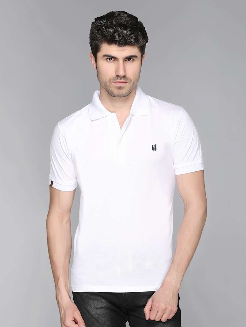 white solid polo t-shirt - 17017493 -  Zoom Image - 0