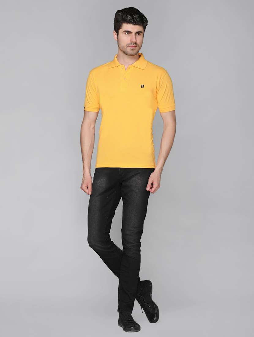 yellow solid polo t-shirt - 17017517 - Standard Image - 3