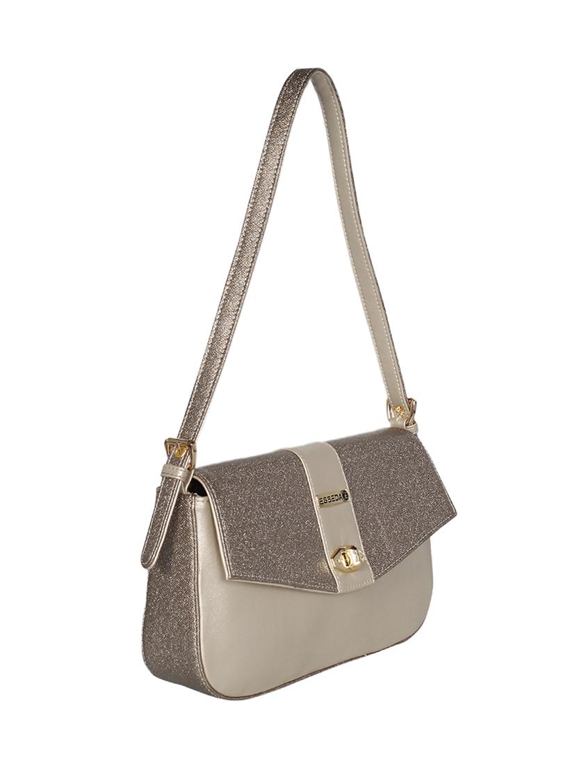 metallic leatherette regular handbag - 17019350 - Standard Image - 3