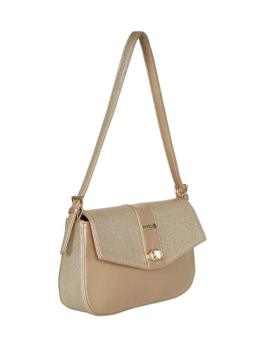 gold leatherette (pu) handbag - 17019355 - Standard Image - 3