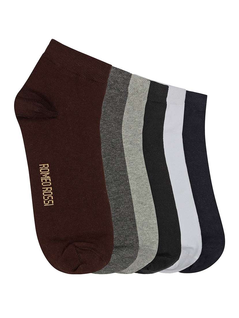 men pack of 6 solid ankle length socks