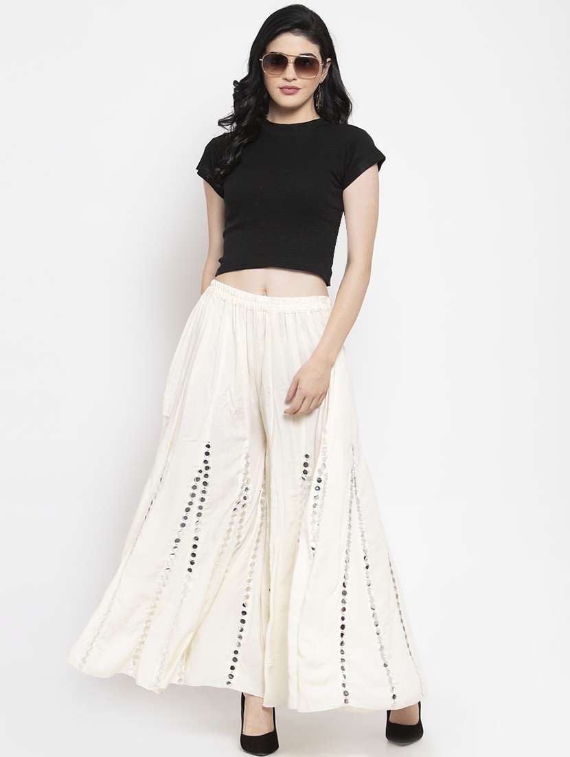 mirror work flared palazzo  - 17022185 -  Standard Image - 3