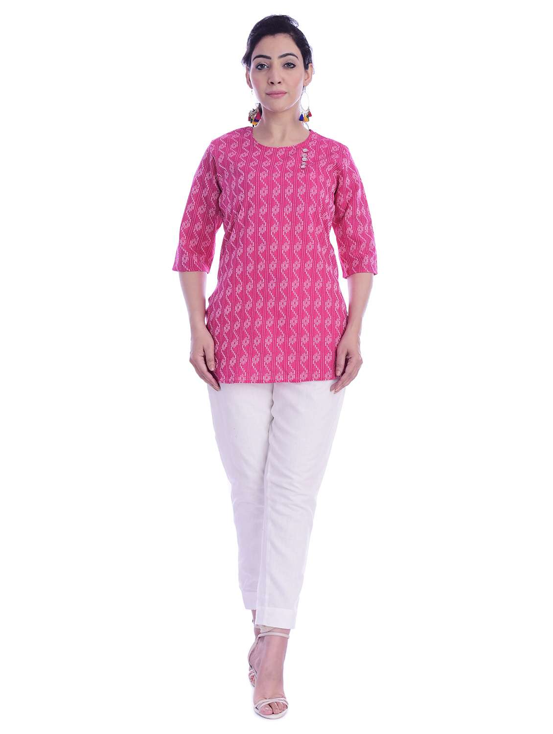 round neck printed tunic - 17024342 - Standard Image - 3