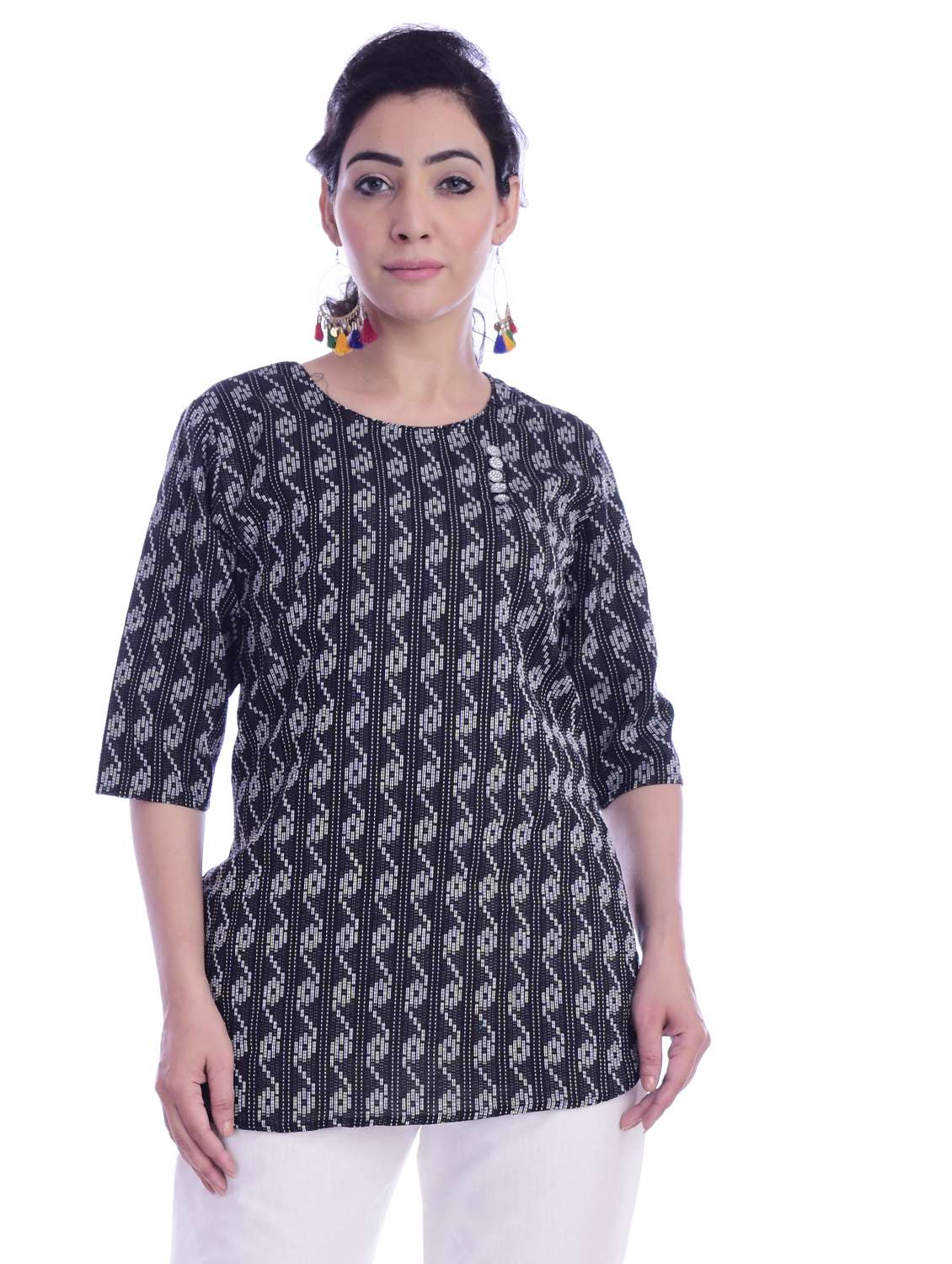 round neck printed tunic - 17024343 - Zoom Image - 0