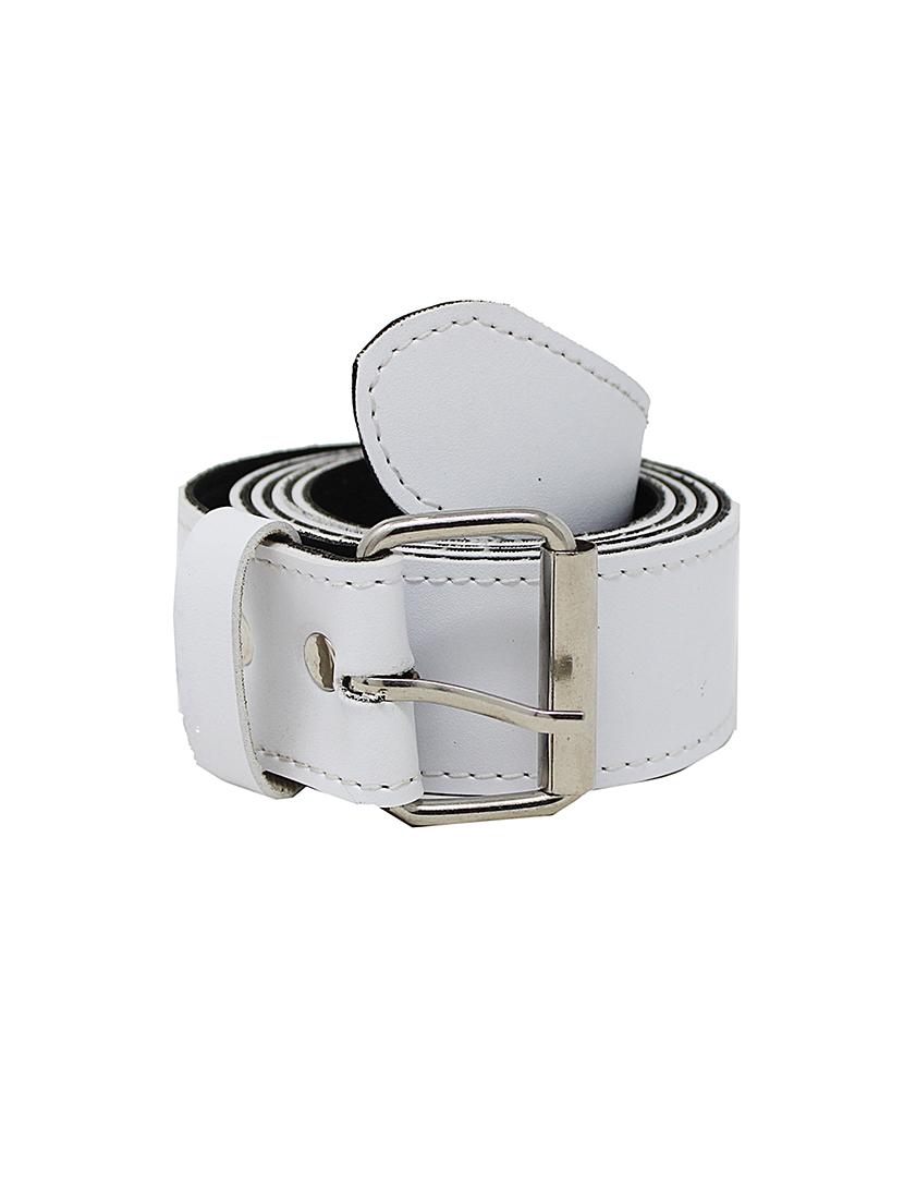 white casual faux leather belt
