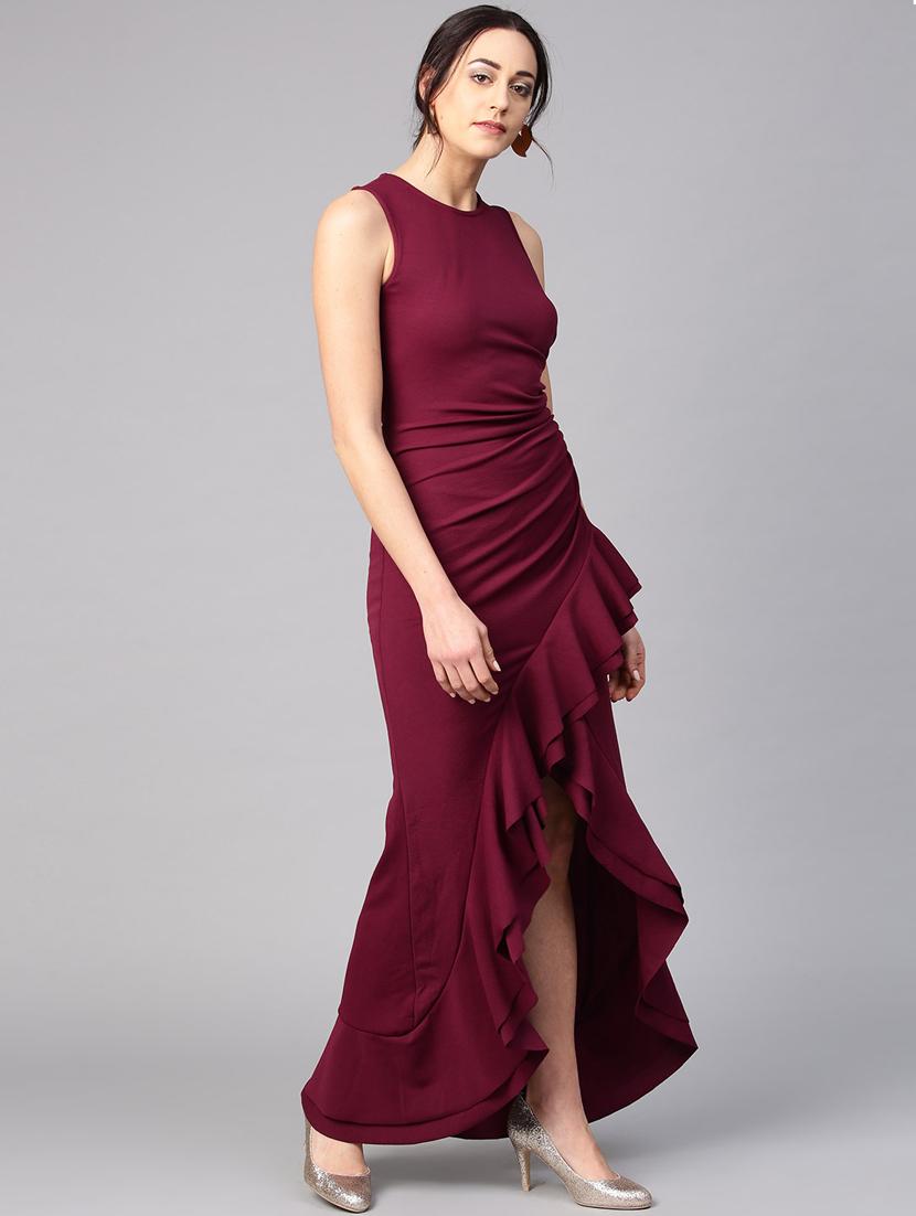 purple solid maxi dress - 17027004 - Standard Image - 3
