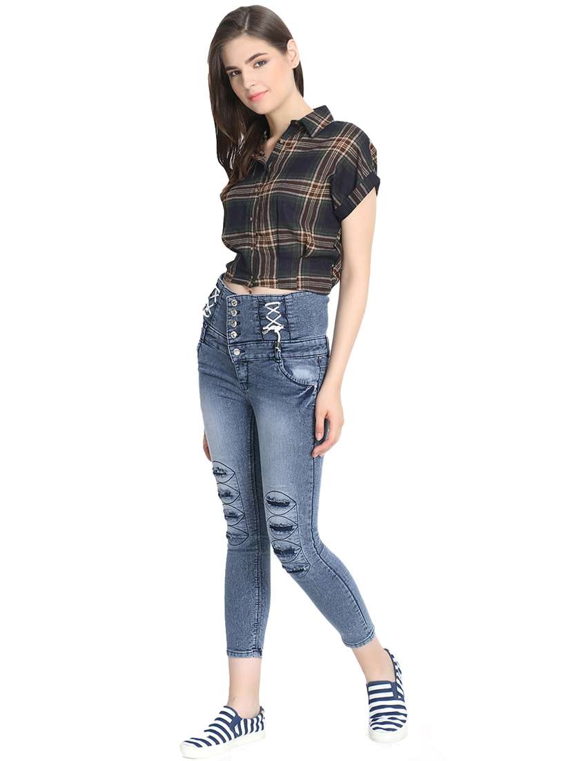 high rise stone washed jeans  - 17027208 -  Standard Image - 3