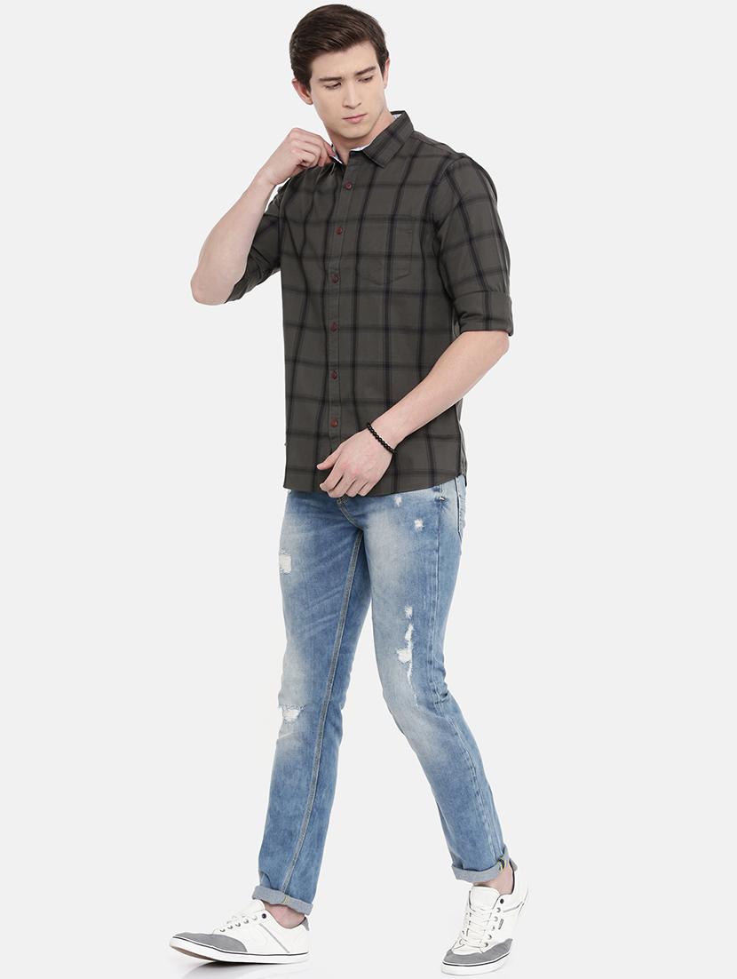 green checkered casual shirt - 17027665 - Standard Image - 3