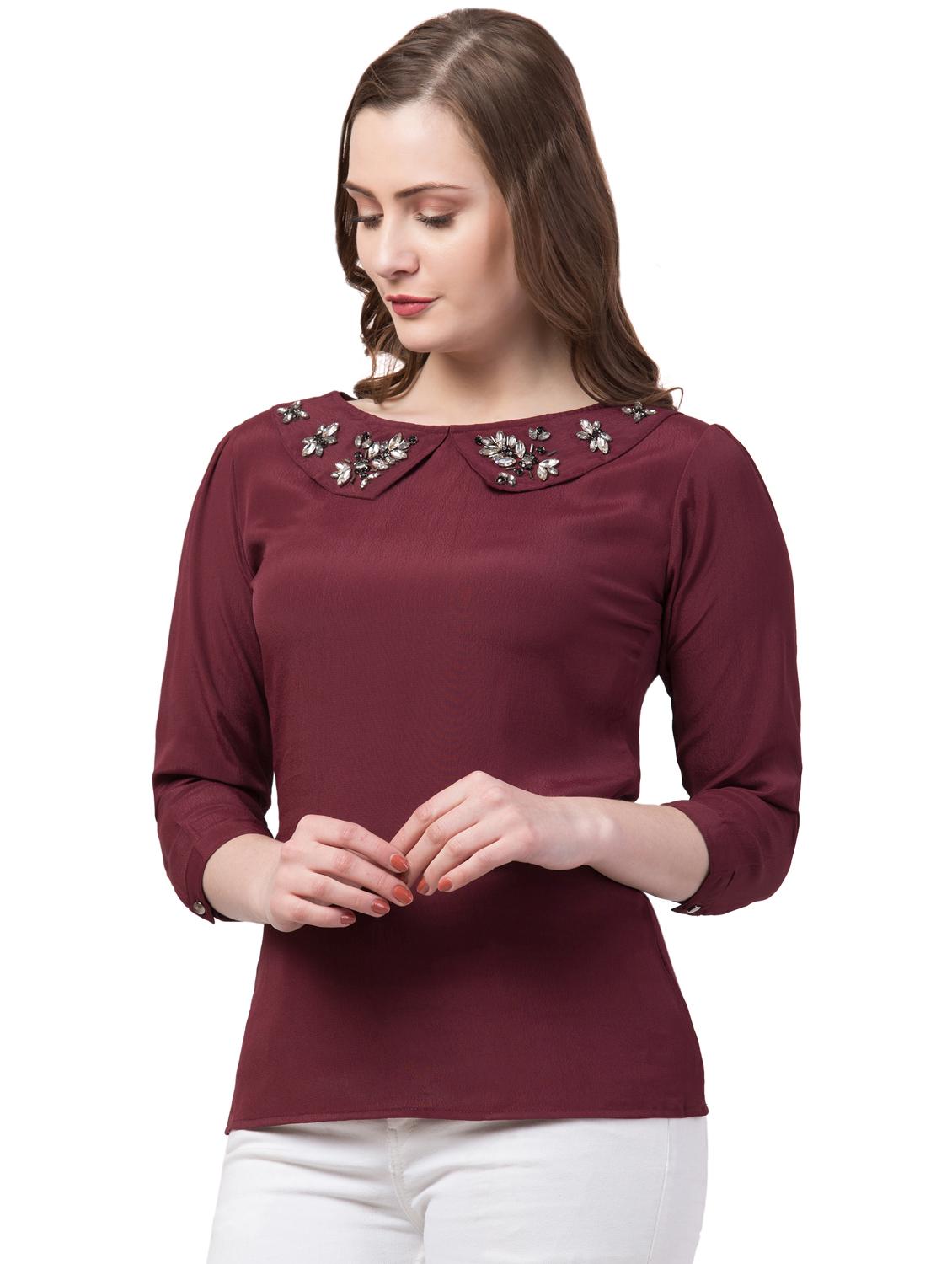 embellished peter pan collar top  - 17028271 -  Zoom Image - 0