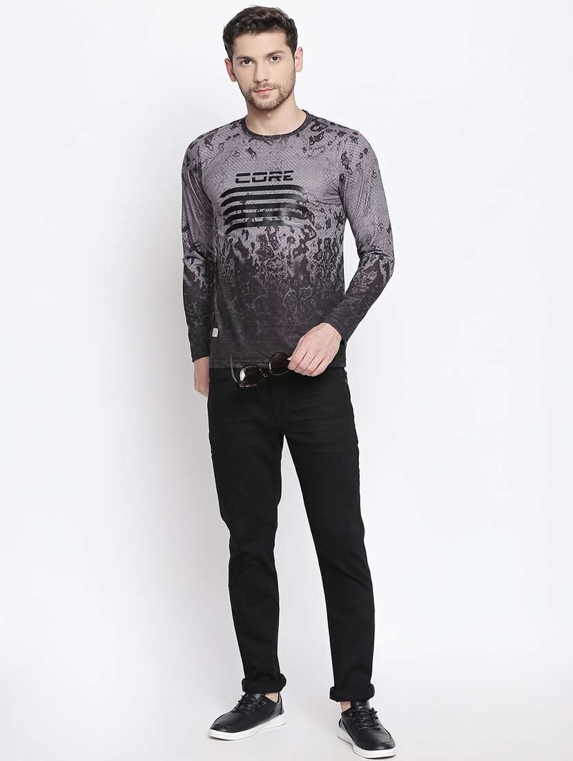 black cotton all over print tshirt - 17028944 -  Standard Image - 3