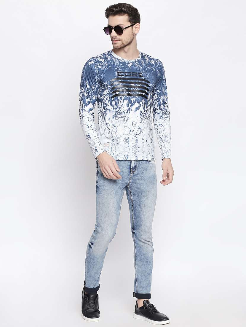 blue cotton all over print tshirt - 17028945 -  Standard Image - 3