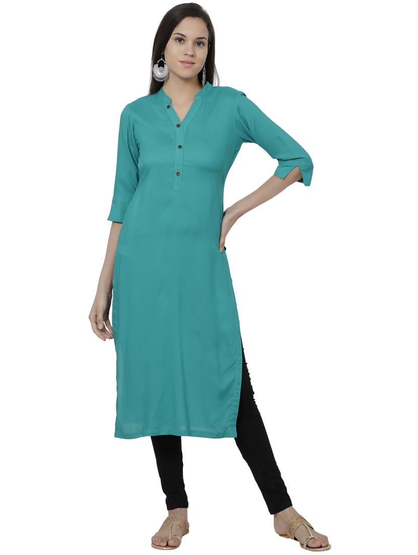 solid straight kurta - 17029716 - Zoom Image - 0