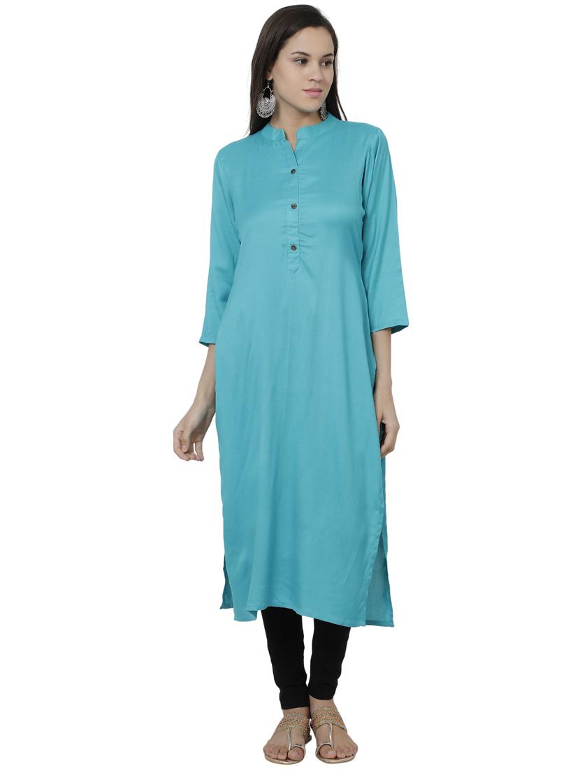 solid straight kurta - 17029717 -  Zoom Image - 0