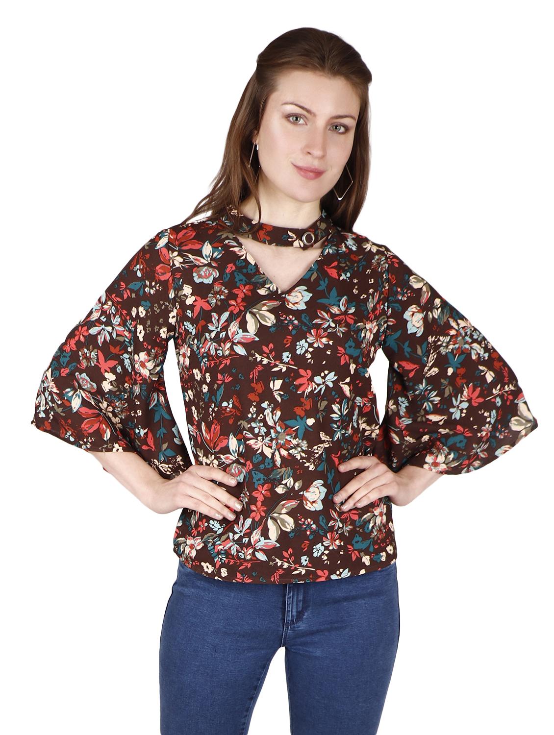 bell sleeves choker neck top - 17030001 - Zoom Image - 0