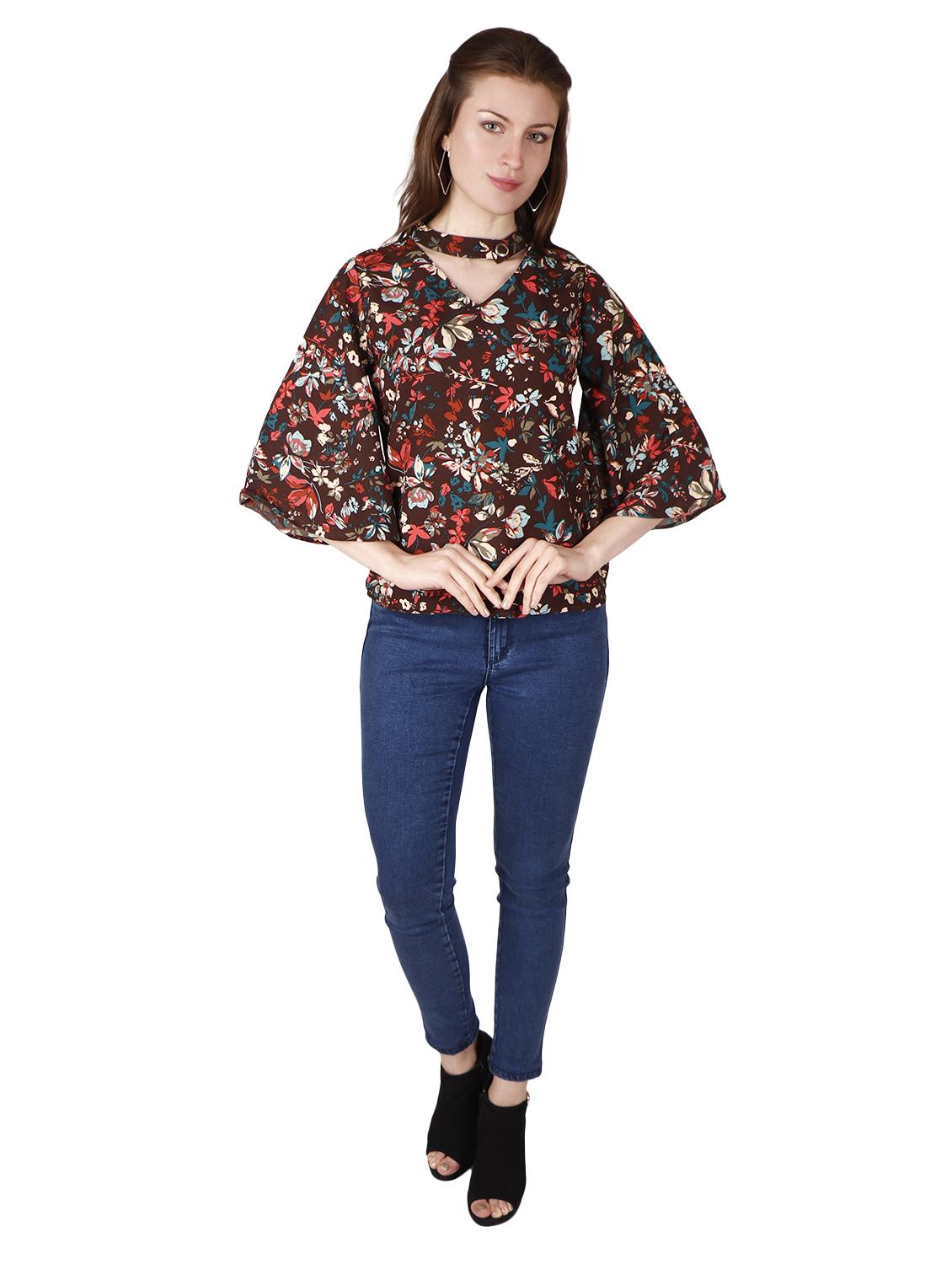 bell sleeves choker neck top - 17030001 - Standard Image - 3