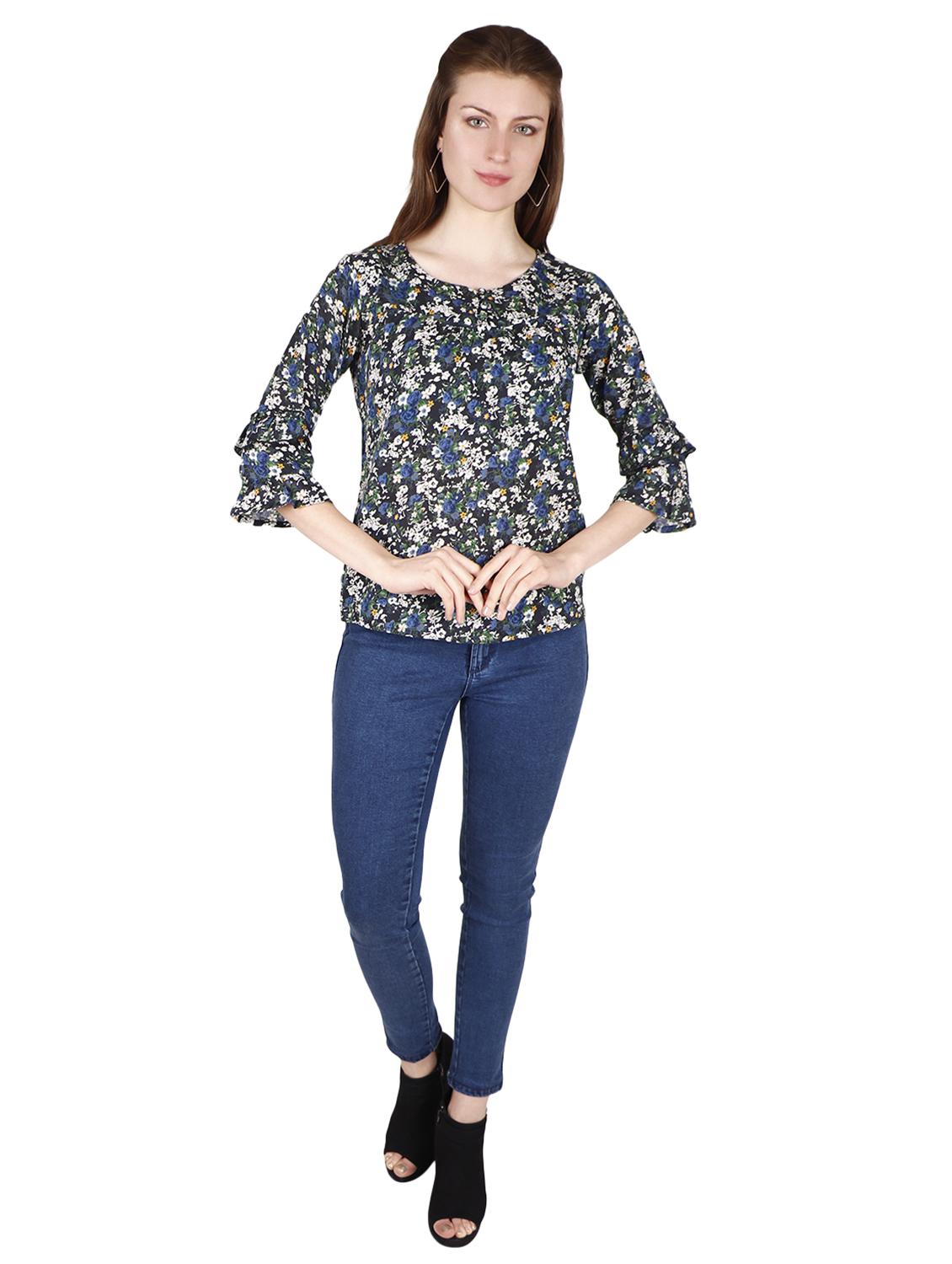 round neck floral top - 17030011 - Standard Image - 3