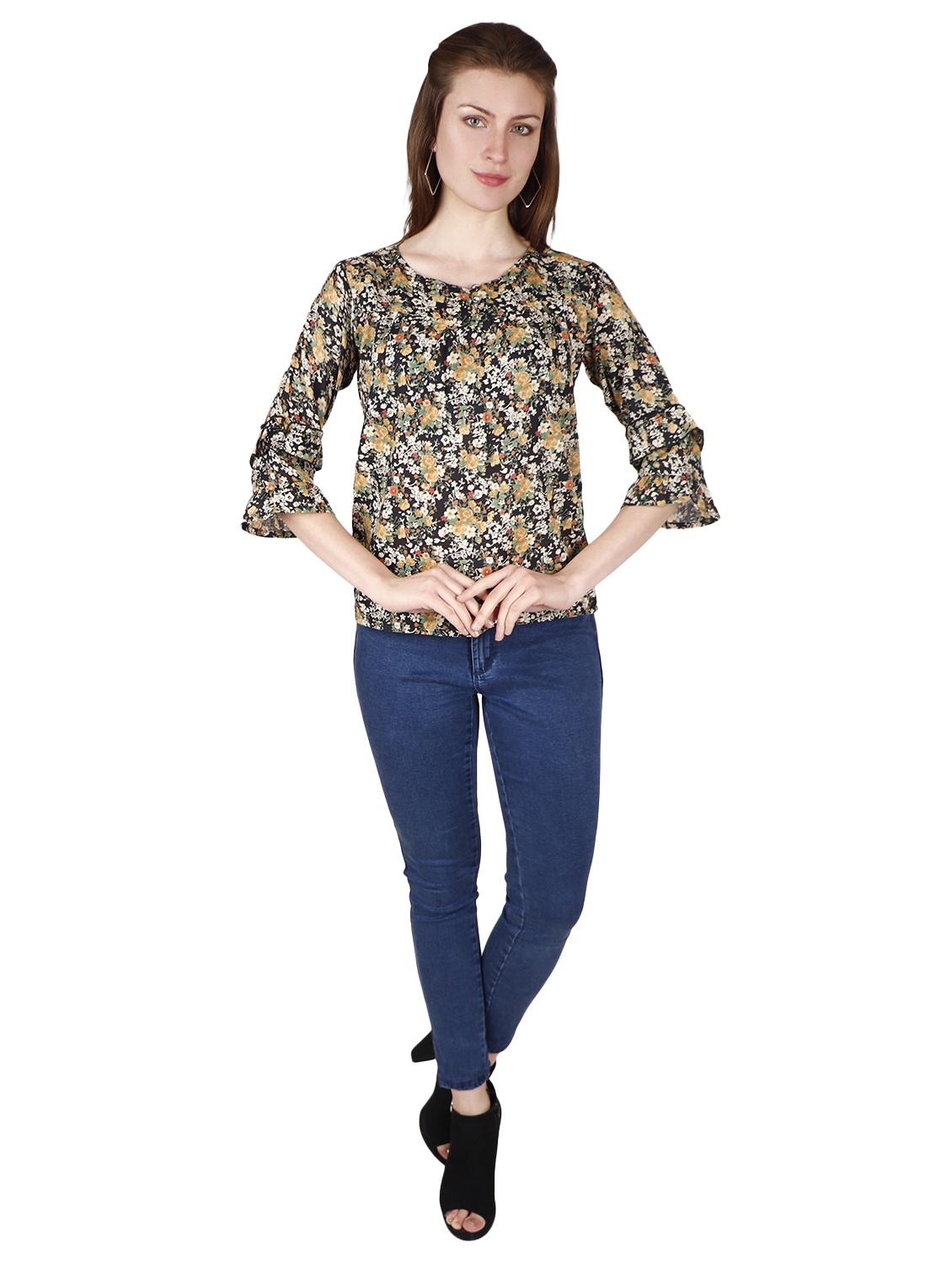 round neck floral top - 17030012 - Standard Image - 3