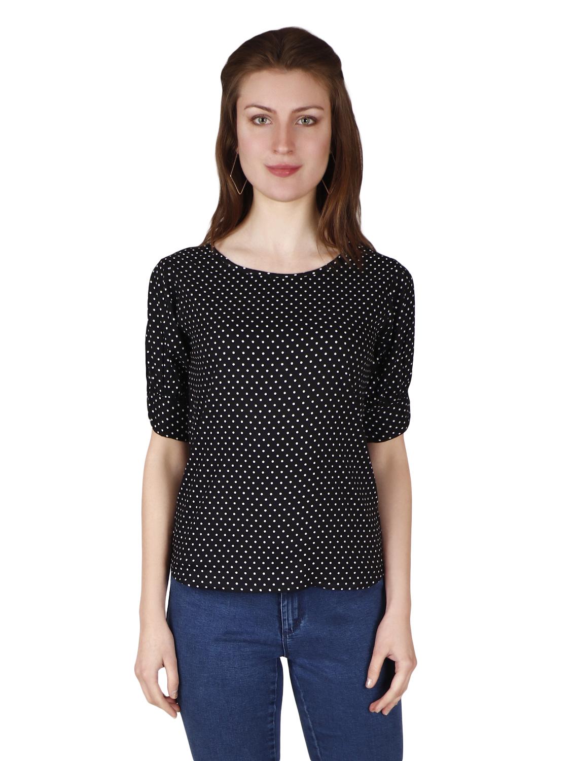 round neck polka dot top - 17030014 - Zoom Image - 0