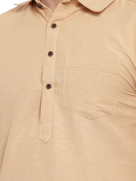 brown cotton pathani kurta - 17030356 - Standard Image - 3