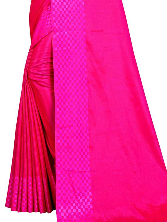 pink art silk plain saree with blouse - 17030480 -  Standard Image - 3