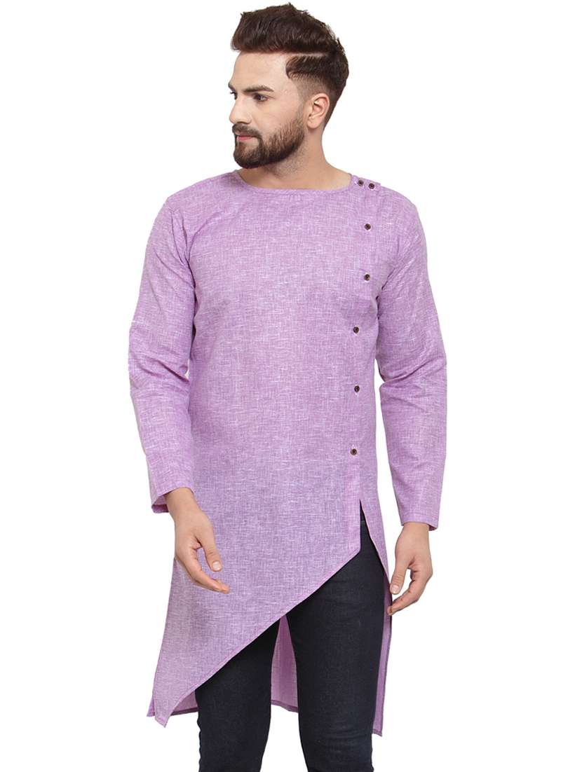 purple solid asymmetric kurta - 17032531 - Zoom Image - 0
