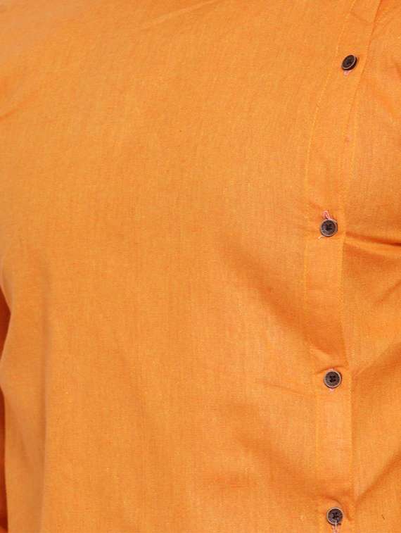 orange solid asymmetric kurta - 17032537 -  Standard Image - 3