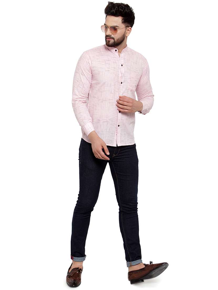 pink self design casual shirt - 17033792 - Standard Image - 3