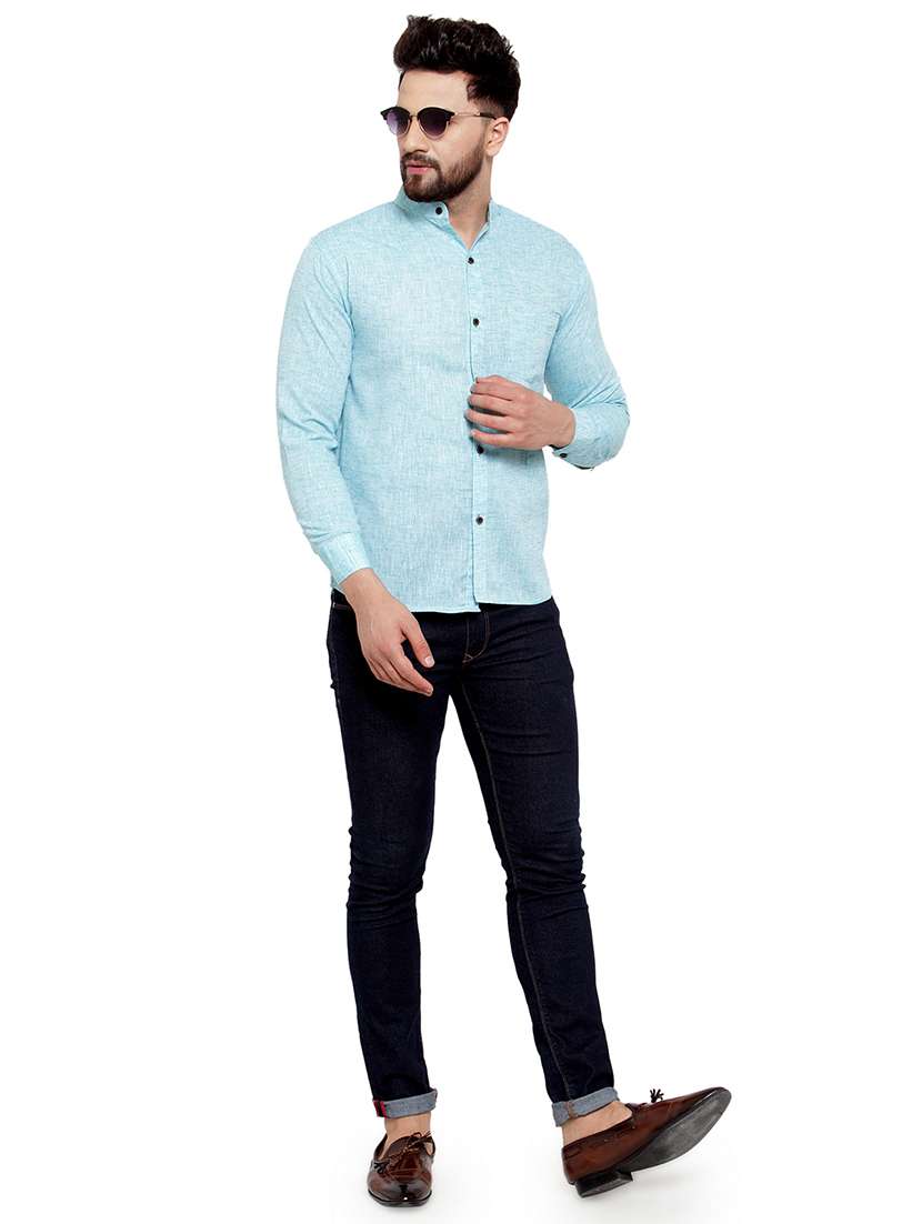 mens melange casual shirt - 17033812 - Standard Image - 3