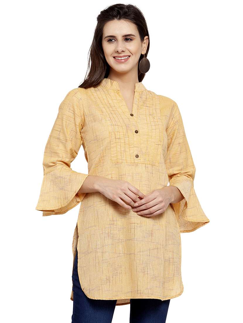 solid bell sleeves straight kurti