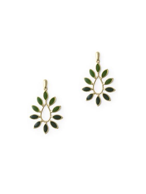 green metal drop earring - 17041069 - Standard Image - 0