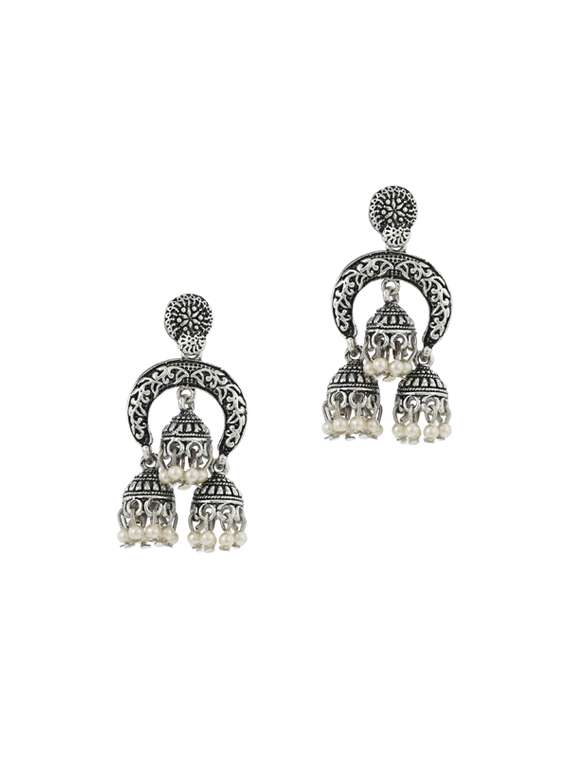 silver metal jhumka earring
