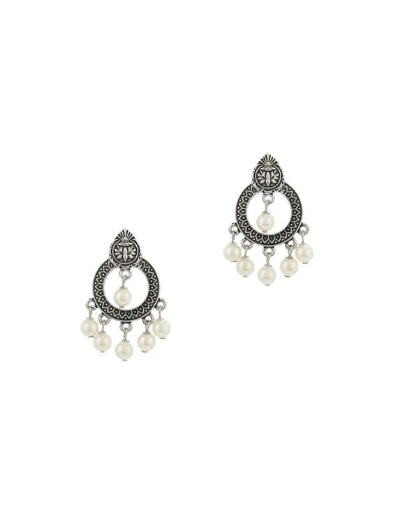 silver metal drop earring