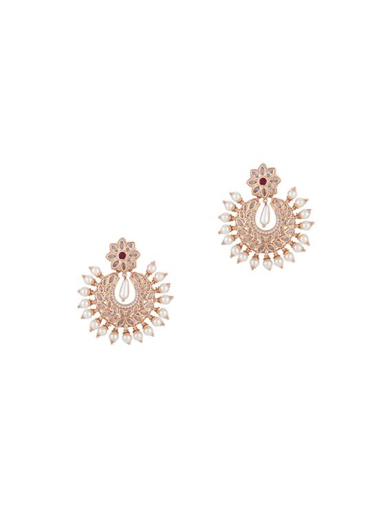 gold metal chandballi earring - 17041329 - Zoom Image - 0