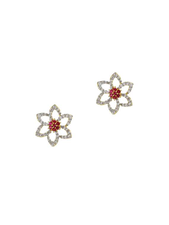 red gold tone metal studs earring