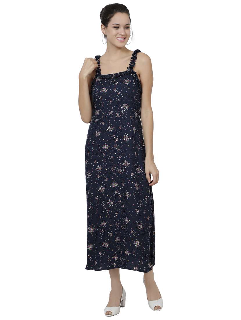 square neck printed maxi dress 