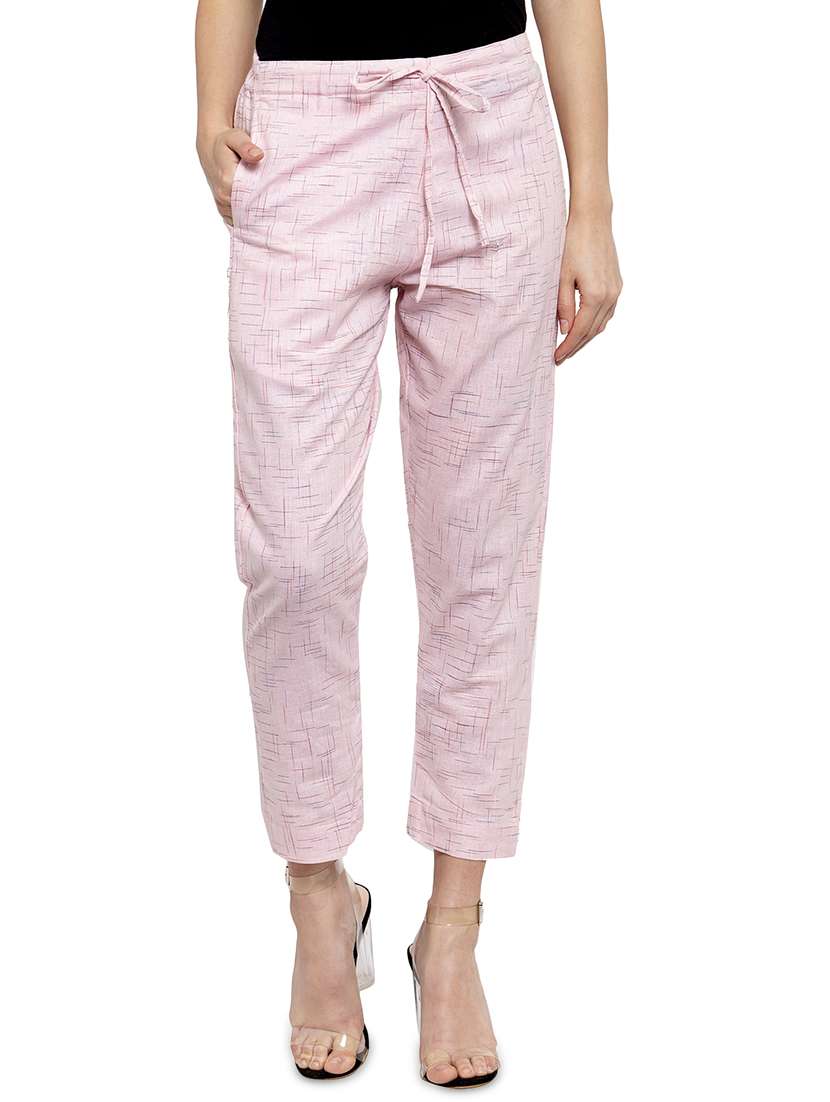 self design flat front cigarette pants - 17060634 -  Zoom Image - 0